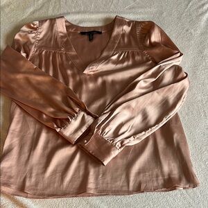 WHBM Rose Colored Women's Pink Satin Blouse
